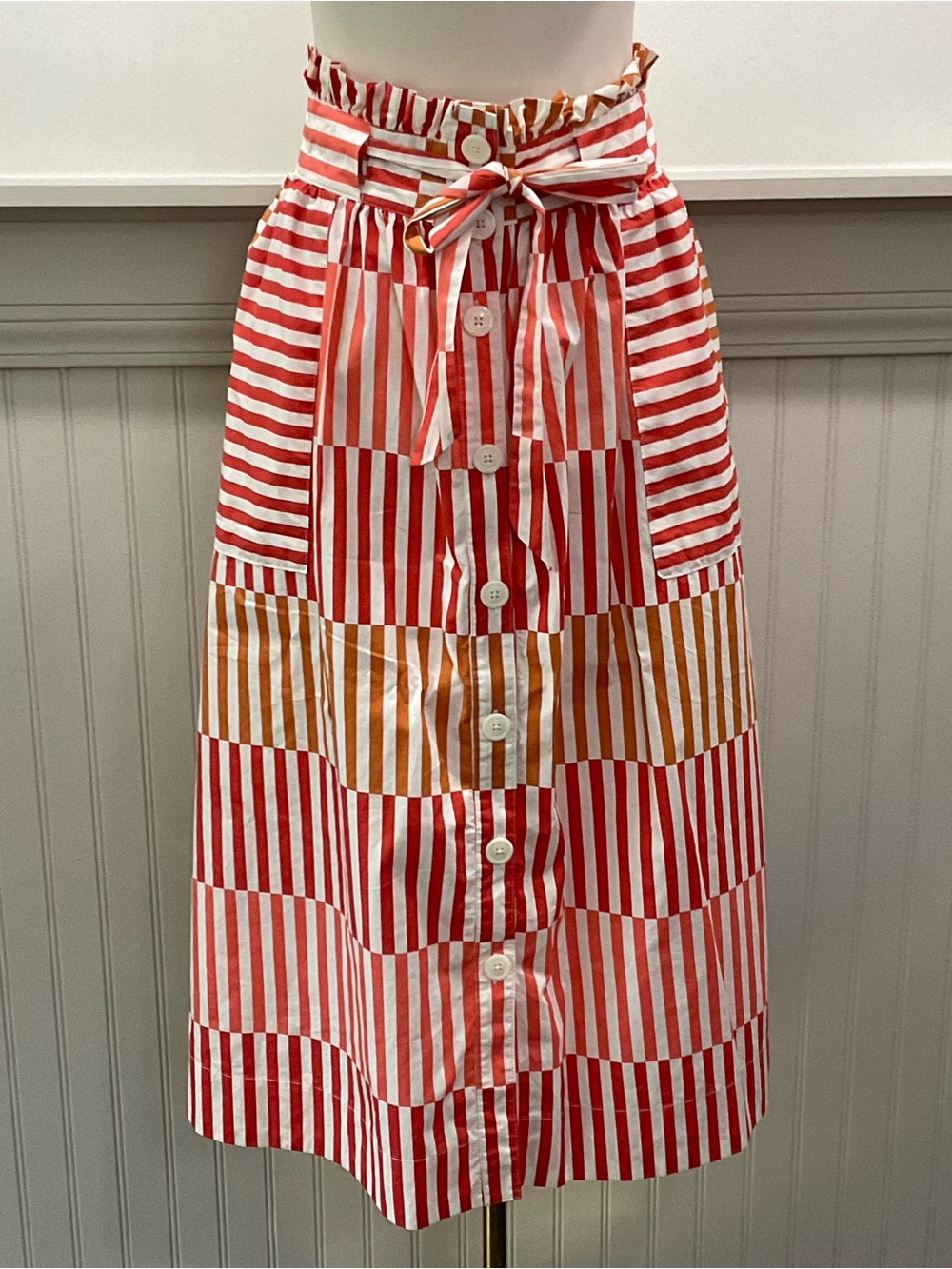 100% Cotton Bold Striped Midi Skirt - Picture 2 of 7